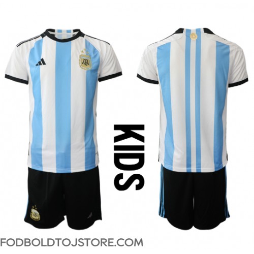 Argentina Hjemmebanesæt Børn VM 2022 Kortærmet (+ Korte bukser)